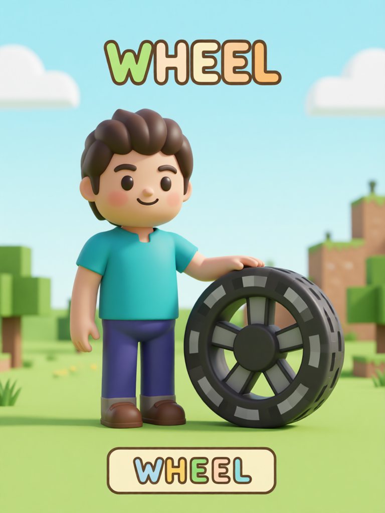 wheel 单词卡插画