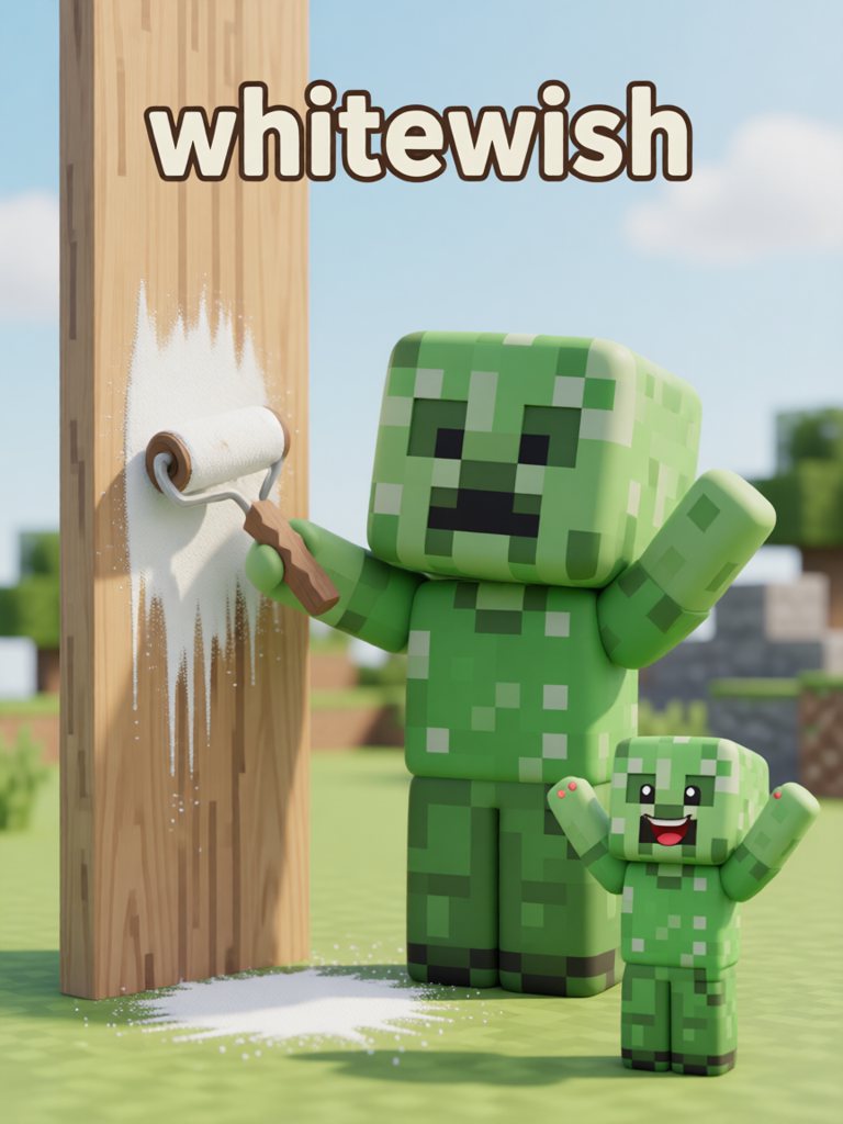 whitewash 单词卡插画