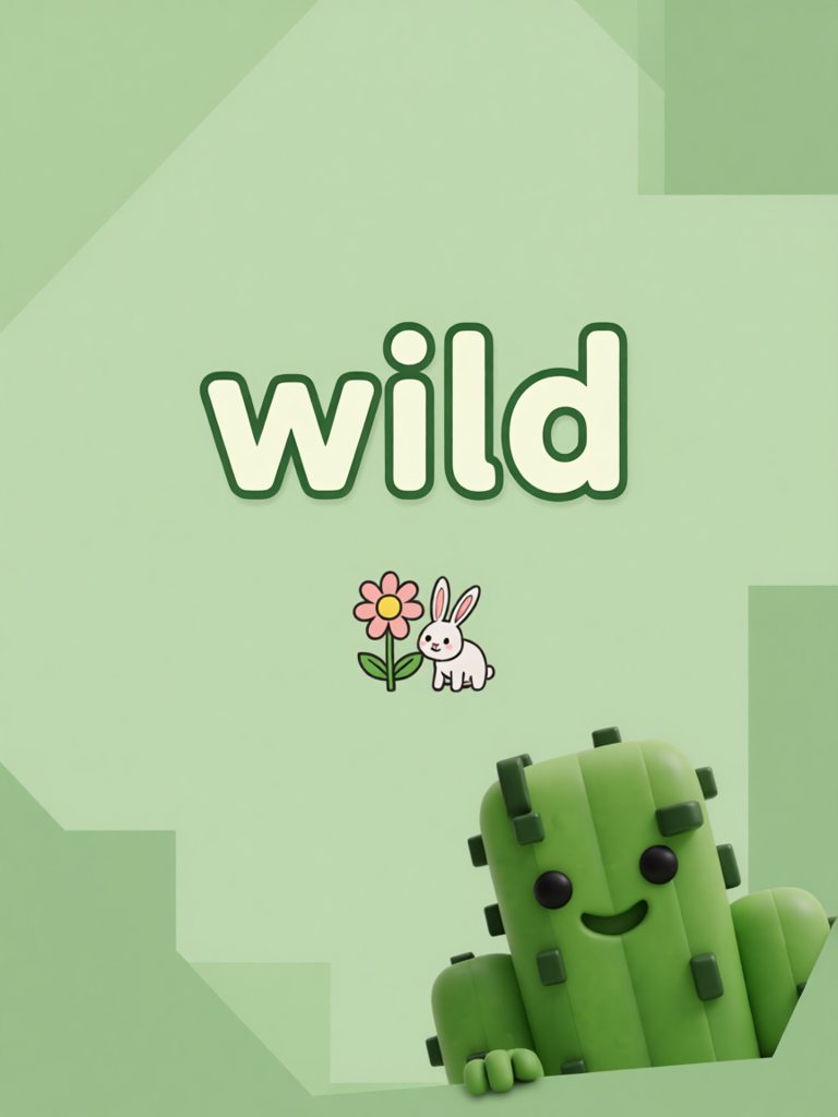 wild 单词卡插画